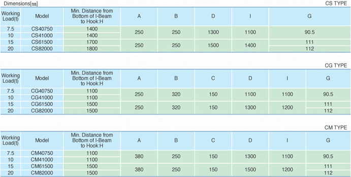 Large Capacity Chain Hoist Type (CS/CM/CG Type) 