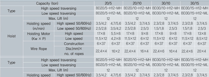 Double rail type Main & Aux Hoist